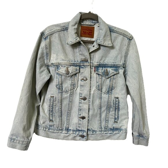Levi's Jean Jacket Womens S Denim Trucker Acid Wash Light Blue Cotton - Picture 1 of 10
